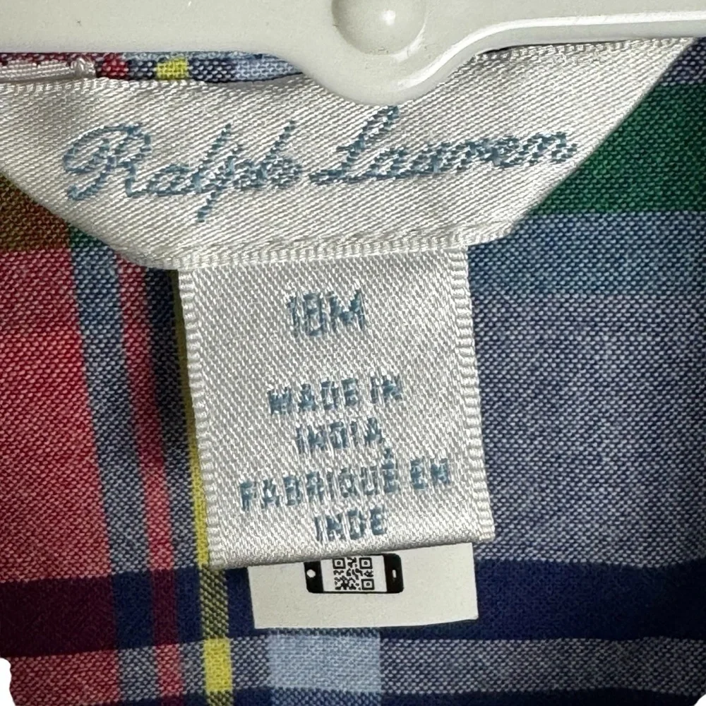 Ralph Lauren Plaid Sleeveless baby Dress size‎ 18M